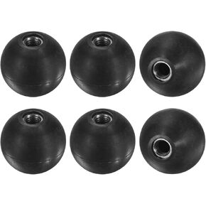 6-Pack Threaded Ball Knobs, M6 Female Thread 25mm Dia. Thermoset Ball Knob for Lathe/Machine/Lawn Mowers, Round Phenolic Steel Insert Lever Handle [Black]