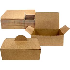 Kraft Fried Chicken Containers Large - (50 Pack) 7.9" X 4.8" X 2.9" Disposable Paper Food Take Out Boxes Microwave Safe For French Fries Packaging