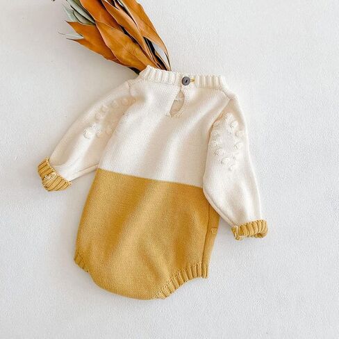 Baby Girl Long Sleeve Ruffle Bodysuit Dress Pleated Hem Pink Tutu Fall Clothes My First Thanksgiving Ugly Christmas Outfits 0-3 Months Snap Up Knit Sweater Winter Romper Brown 18-24 Months in Kuwait