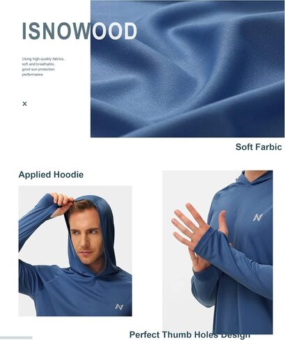 isnowood sun shirt upf 50+ men fishing long uv حماية UV هوديي المشي لمسافات طويلة واقي in Kuwait