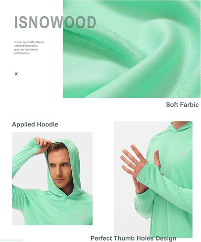 isnowood sun shirt upf 50+ men fishing long uv حماية UV هوديي المشي لمسافات طويلة واقي in Kuwait