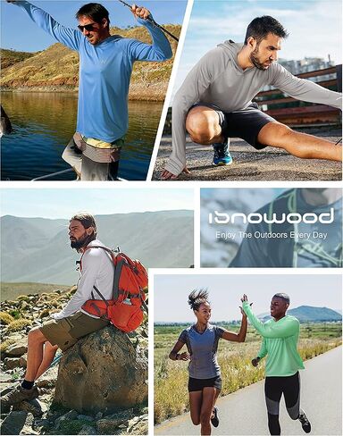 isnowood sun shirt upf 50+ men fishing long uv حماية UV هوديي المشي لمسافات طويلة واقي in Kuwait