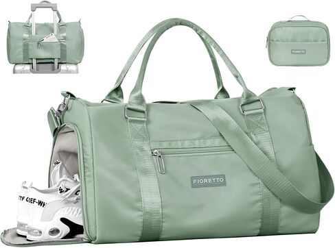 FIORETTO Womens Gym Tote Duffle Bag with Wet Pocket & Shoe Compartment, Sports Duffel Overnight Weekender Hospital Workout Carry on Bag for Girls, Ideal for Travel, Swimming, Dance, Ballet Beige in Saudi Arabia