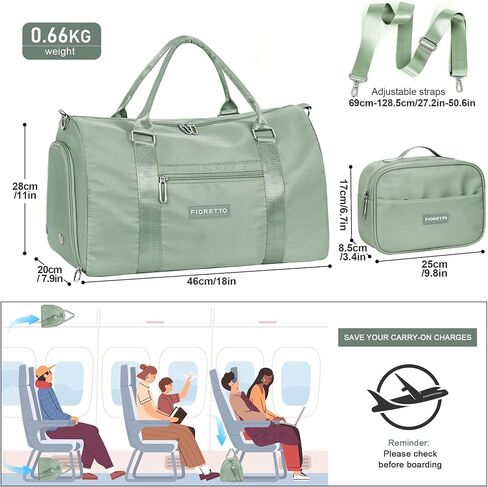 FIORETTO Womens Gym Tote Duffle Bag with Wet Pocket & Shoe Compartment, Sports Duffel Overnight Weekender Hospital Workout Carry on Bag for Girls, Ideal for Travel, Swimming, Dance, Ballet Beige in Saudi Arabia