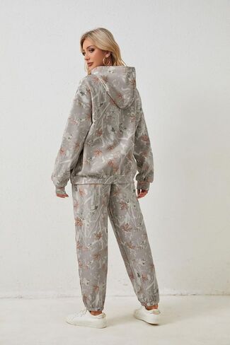 Camo Sweat Sets for Women Maple Leaf Print Camo Hoodie Pants Womens Sweatsuits Camouflage Lounge Sets Outfits in Kuwait