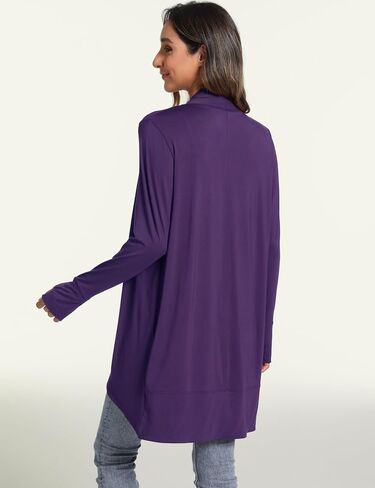 LazyCozy Women's Open-Front Long-Sleeve Cardigan Lightweight Draped Cardigan Sweaters Stretch Jersey Topper in Kuwait