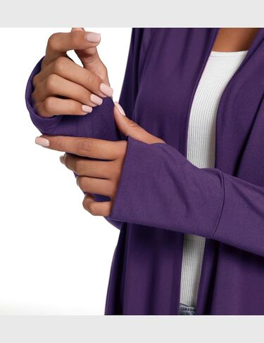 LazyCozy Women's Open-Front Long-Sleeve Cardigan Lightweight Draped Cardigan Sweaters Stretch Jersey Topper in Kuwait