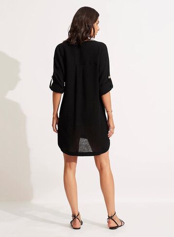 Seafolly Women's V Neck Cover Up Dress with Roll Sleeves in Kuwait