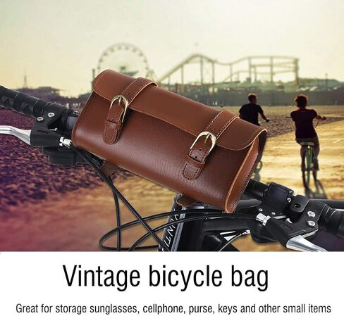 Socobeta حقيبة جلدية المقود 25x15x8 B ريترو الجلود الاصطناعية الإطار الأمامي حقيبة الحقيبة ملحقات ركوب الدراجات in Kuwait