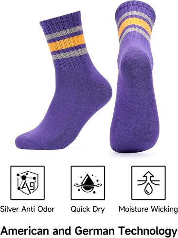 Women Tube Socks Anti Odor Crew Soft Combed Cotton Quick Dry Moisture Wicking Breathable Socks with Strips in Kuwait
