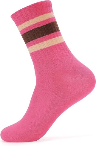 Women Tube Socks Anti Odor Crew Soft Combed Cotton Quick Dry Moisture Wicking Breathable Socks with Strips in Kuwait