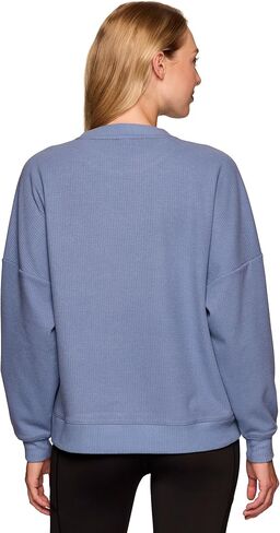 RBX Active Women's Waffle Knit Top in Regular and Plus Sizes, Long Sleeve Waffle Sweatshirt Relaxed Fit Crewneck Sweater in Kuwait