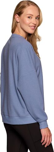 RBX Active Women's Waffle Knit Top in Regular and Plus Sizes, Long Sleeve Waffle Sweatshirt Relaxed Fit Crewneck Sweater in Kuwait