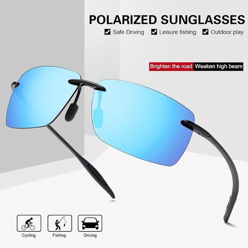 YIMI Rimless Polarized Sport Sunglasses for Men Women Driving Running Golf Glasses Anti Glare UV400 Protection Eyewear Shades in Kuwait