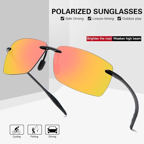 YIMI Rimless Polarized Sport Sunglasses for Men Women Driving Running Golf Glasses Anti Glare UV400 Protection Eyewear Shades in Kuwait