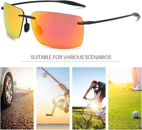 YIMI Rimless Polarized Sport Sunglasses for Men Women Driving Running Golf Glasses Anti Glare UV400 Protection Eyewear Shades in Kuwait