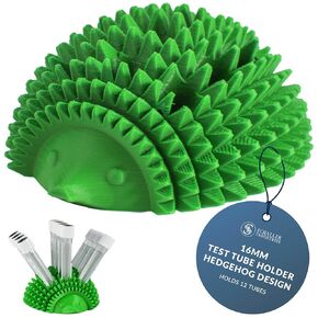 Test Tube Rack, 16mm Tube Size, Holds 12 Tubes, Fun Hedgehog Design (Green)