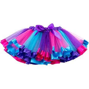Nicute Rainbow Womens Tutu Layered Tulle Ballet Skirt Rave Festival Colorful Tutu for Adult