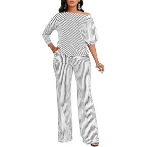 FairyLove Two Piece Sets for Women Lounge Sets Cowl Neck Tops Wide Leg Crop Pants Vacation Travel Outfits