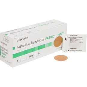 McKesson Adhesive Bandages, Sterile, Fabric Spot, 1 in, 100 Count, 1 Pack