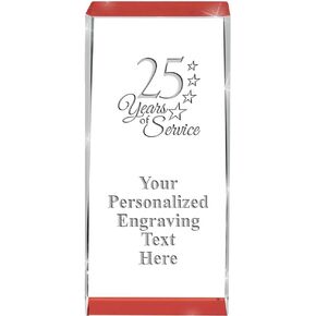 Crown Awards Customizable Crystal Trophy, 4.5" Engraved Red Spotlight Crystal Award