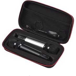 Wireless Microphone Case Microphone Case Dual Microphones Carrying Bag Mic Bag Storage Box Carry Case Water-resistant Shock-proof Black for Storing Two Microphones (Type B within 27cm)