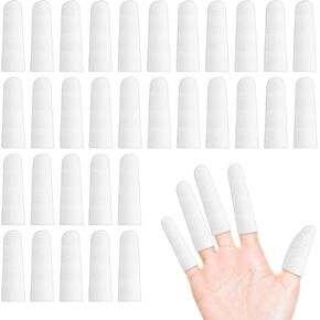 Cotton Finger Cots, 200 Pcs Cloth Finger Cots Finger Toe Sleeves Fingertips Protective Cover, White Finger Cots Finger Protectors, Thumb Protector for Finger Tips Comfortable and Breathable(White)