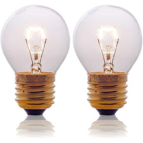 Oven Light Bulbs – 40 Watt Appliance Replacement Bulbs for Oven, Stove, Refrigerator, Microwave. Incandescent - High Temp G45 E26/E27 Socket -Warm White - 400 Lumens - Clear.2 Pack