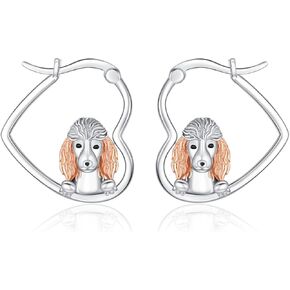 LES OSEWA Dog Animal Earrings Sterling Silver Animal Heart Hoop Dangle Earrings Cute Jewelry Gifts for Women