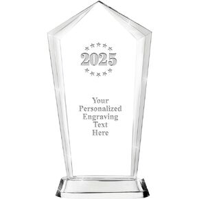 Crown Awards Customizable Crystal Trophy, 10.25" Engraved Skyscraper Crystal Award