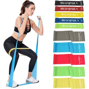 Professional 5 Pcs Long Resistance Bands and 5 Pcs Loop Bands. Latex-Free, Work Out Bands, Stretch Bands for Working Out Women or Men, Exercise Bands Set for Physical Therapy