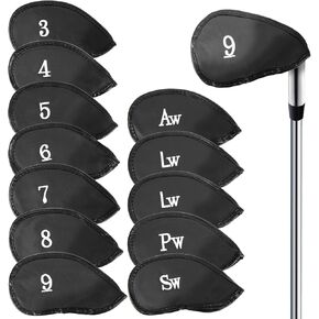 12 Pcs Golf Iron Covers Set - Synthetic Leather Golf Iron Head Covers for Clubs Fit Most Brands