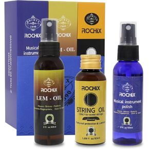 Rochix Premium Guitar Cleaning Care Kit 3-Piece Kit - Guitar Oil and Cleaner for Body and Fretboard Fingerboard - Cleans,Polishes and Protects