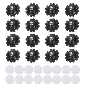 uxcell 16 Pcs Self Adhesive Mini Caster Wheels 1 Inch, 360° Swivel Wheels Universal Sticky Low Profile Roller, 1 Steel Rolling Ball for Furniture Storage Bins Small Appliances, Black