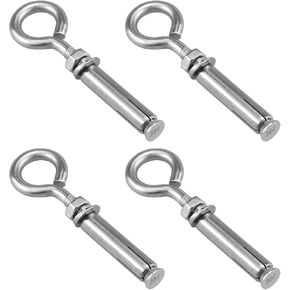 Aifeier ET 5/16" Concrete Wall Anchor Eyebolt Screw, 304 Stainless Steel Expansion Hook Brick Anchor with Ring, Heavy Duty Concrete Wall Hook Bolt Fastener for Wall Ceiling Concrete Masonry, 4 Pack