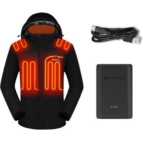 Venustas Men's Classic Heated Jacket (Black,3XL) and an Extra 7200mAh Battery Pack