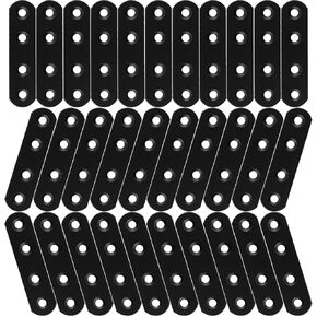 40Pcs Black Mending Plate, 3inch Cast Iron Straight Brackets, Flat Straight Brace Heavy Duty Metal Joining Plate Connector Repair Bracket for Wooden Furniture Shelves, 80MMx20MMx3MM