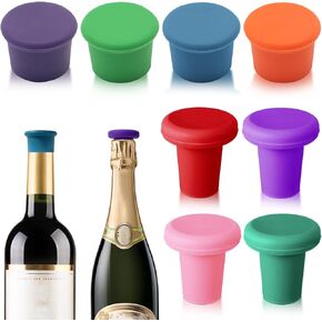 8 PCS MultiColor Silicone Wine Stoppers, Reusable Wine Bottle Stopper, Sparkling Wine Corks, Sealed Wine Bottle Caps, Glass Corks Beverages Beer Champagne Bottles for Corks to Keep the Wine Fresh