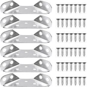 6PCS Universal Stainless Steel Furniture Corner Connector, Stainless Steel Corner Braces, Wooden Furniture Triangle Stabilizer for Furniture Corner Connectors, Including 42 Screws