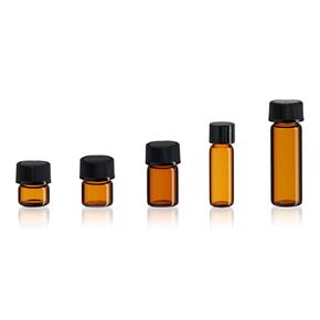 Small Empty Amber Vial Bottle Assortment w/Caps 1/4 dram to 1 Dram for Dry Goods, Essential Oils, perfumes, and Other Liquids