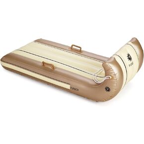 FUNBOY 52" Inflatable Toboggan Snow Sled, Champange Colored, 1-2 Person Capacity, with Grooved Rubber Base Tracks, 2 Handles, and Hand Pull Rope, Champagne Toboggan (TOBOGGAN-CHAMPAGNE)