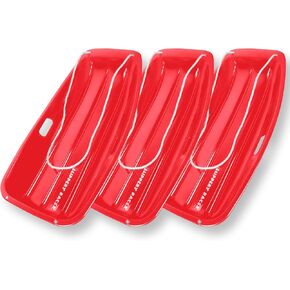 Slippery Racer Downhill Toboggan Snow Sled, 35" Red- 3 Pack
