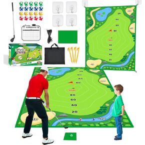 Golf Chipping Game Mat Set, 60"x40" Sticky Golf Pro Mat for Indoor Outdoor, Battle Golf Game with 20 Sticky Balls for Backyard Garden, Party, Golf Gifts for Men, Children