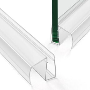 Bathroom Shower Glass Door Bottom Seal Strips, Length 36 Inch 2PCS Transparent PVC Door Bottom Seall Strips for 3/8" (10MM) Thick Framless Glass Panel