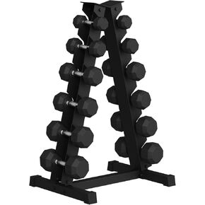 Premium Rubber Coated Hex Dumbbell Weight Set With Rack, Multiple Packages,210LB/350LB/450LB/550LB for Home Gym, Coated Hand Weights for Strength Training, Workouts