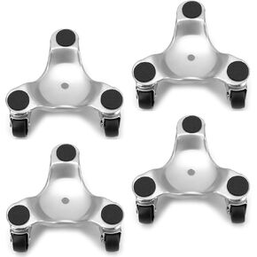 Set of 4 Steel Tri Dolly Caster, 200 lbs Load Capacity 3 Wheel Dolly, Heavy Duty Furniture Mover’s Rollers Smoothly for Moving Cabinet, Table, Appliances, 6 Inch