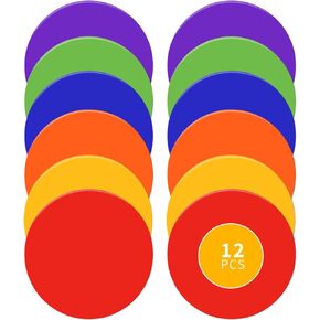 9 inch Spot Markers for Sports, 12 PCS Non Slip Agility Field Dots Markers for Training, Multiple Colors Spots Sports Markers for Soccer Basketball Gym