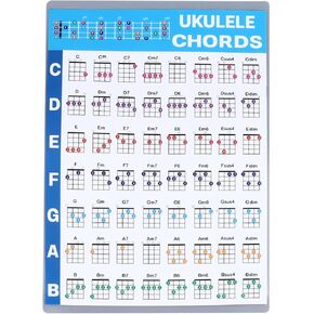 Ukulele Chords Chart,Ukulele Finger Practice Chart Poster Ukulele Educational Reference for Beginner (L 34x11.5x25cm)