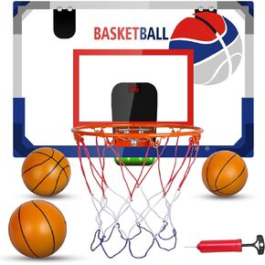 Mini Basketball Hoop Indoor Giftsfor Teens and Adults Over The Door Hoop, 3 Balls in 5", Electronic Scoreboard, Breakaway Rim, Shatterproof Backboard, Suitable for Bedroom Dorm Office