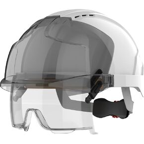 Evo Vistalens Type-I Safety Helmet, Vented Industrial Safety Helmet, Perfect for Construction and Climbing, Safety Hard Hat, Outdoor Cycling Helmet, Construction Hard Hat, Protective Helment, Lightweight With Abs Shell, White and Blue Unique Designs